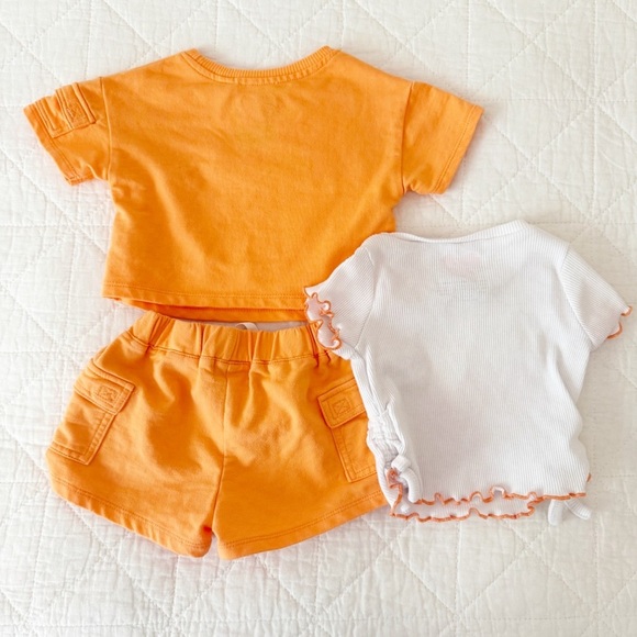 Freestyle Revolution Kids Orange White Coordinating Short Set 2T - Picture 5 of 5